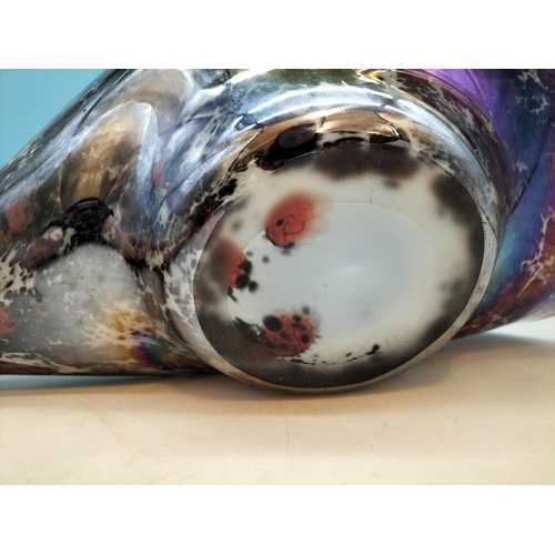 135 - Large Mottled Glass Shell Bowl. 15.5cm High, 44cm x 26cm. Collection Only.