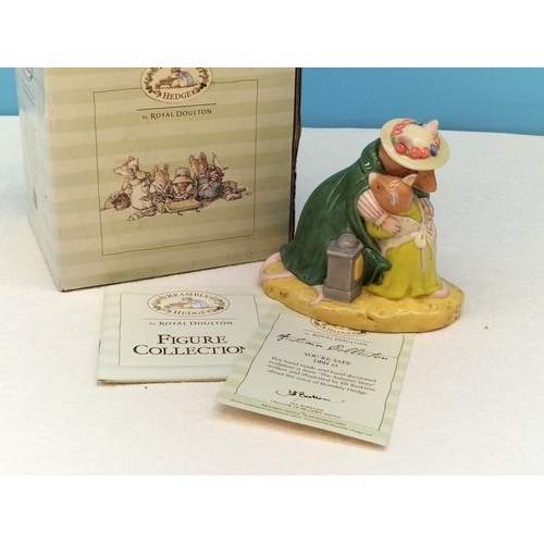 139 - Boxed Royal Doulton Brambly Hedge Collection Figure 'You're Safe' DBH 63. 10.5cm Tall, 11cm x 8cm.