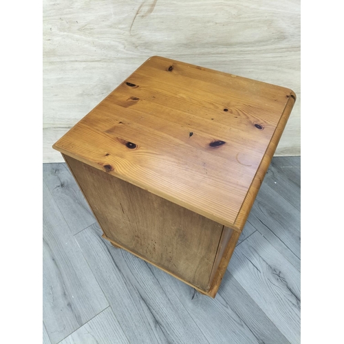 163 - Modern Pine 3 Drawer Bedside Cabinet. 55cm High, 44cm x 44cm. Collection Only.