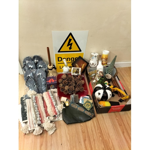 180 - Collection of Items to include Flip Flops, Decorative Bottles, Air Purifier, Danger Sign, Ruby Red G... 