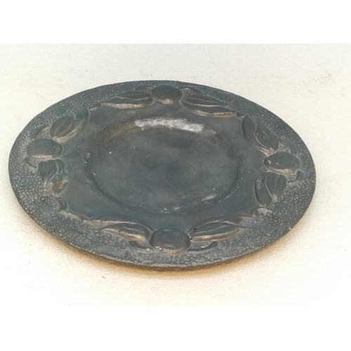 188 - Late 19th Century Arts and Crafts Style Pewter Over Tin Shallow Plate with Embossed Decoration to th... 