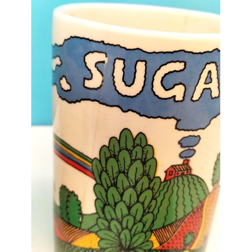 189 - Crown Devon 'Country Lane' By Robin Cody Coffee Tea and Sugar (A/F) Lidded Canisters. 16cm High.