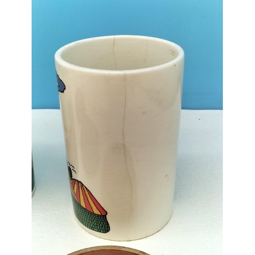 189 - Crown Devon 'Country Lane' By Robin Cody Coffee Tea and Sugar (A/F) Lidded Canisters. 16cm High.