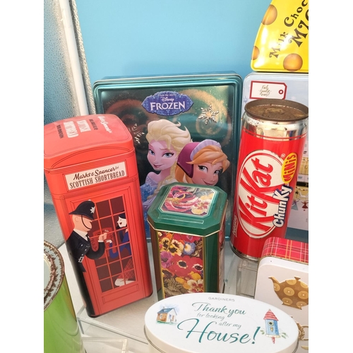 204 - Collection of Assorted Tins to include Cadbury's, Tetley, Disney, M & S, etc.