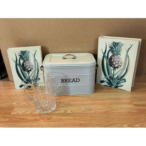 205 - Collection of Mixed Items to include a Bread Bin (23cm x 34cm x 22cm), Clock, Picture Front Boxes (2... 