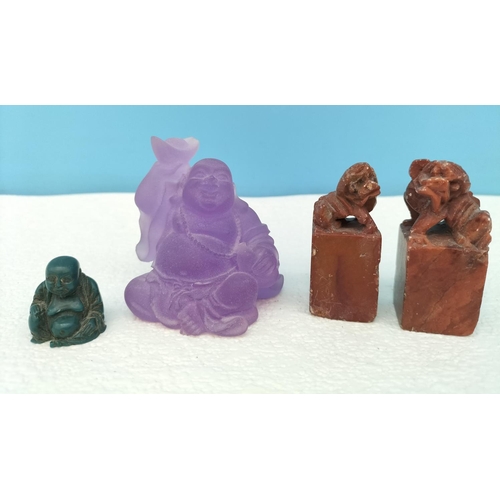 209 - Collection of Buddhas and Foo Dogs to include Soapstone, Wood, Resin, etc.