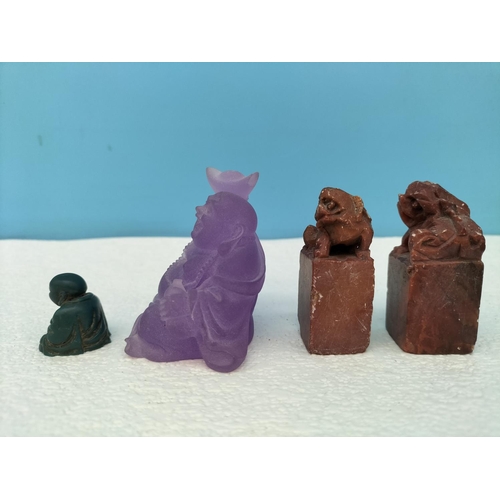 209 - Collection of Buddhas and Foo Dogs to include Soapstone, Wood, Resin, etc.