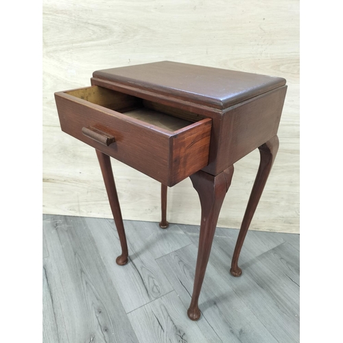 213 - Wooden Occasional Table with One Drawer and Queen Anne Legs. 76cm High, 47cm x 34cm. Collection Only... 