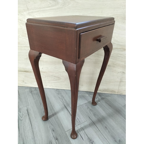 213 - Wooden Occasional Table with One Drawer and Queen Anne Legs. 76cm High, 47cm x 34cm. Collection Only... 
