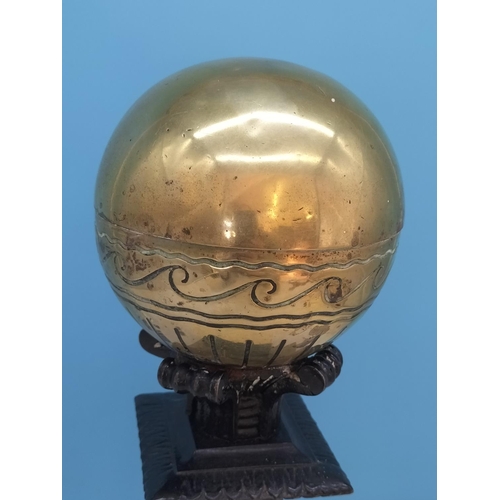 221 - Victorian Cast Iron and Brass Fire Andiron/Fire-Dog. 42cm Tall.