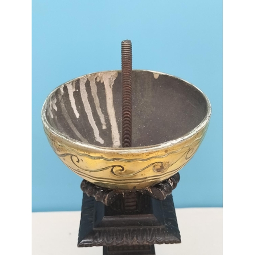 221 - Victorian Cast Iron and Brass Fire Andiron/Fire-Dog. 42cm Tall.