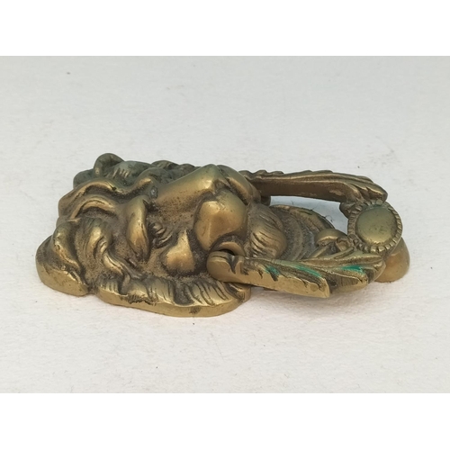 238 - Brass Lion's Head Door Knocker. 17.5cm x 10cm x 4.5cm.