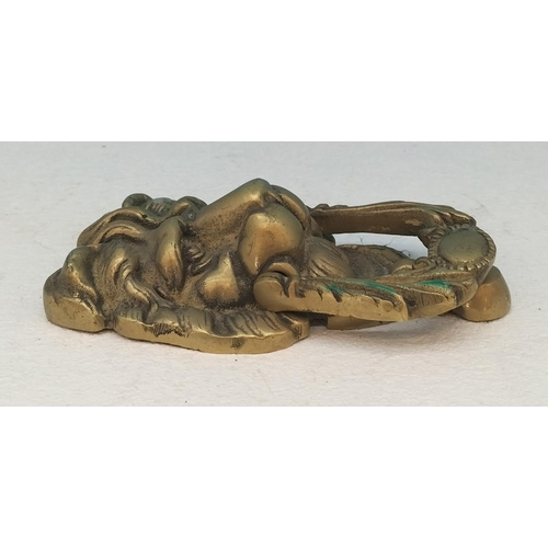 238 - Brass Lion's Head Door Knocker. 17.5cm x 10cm x 4.5cm.