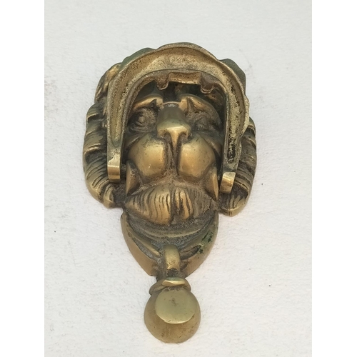 238 - Brass Lion's Head Door Knocker. 17.5cm x 10cm x 4.5cm.