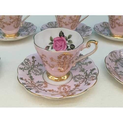 450 - Royal Standard China 'Rose Pink' Cups (5) and Saucers (6).