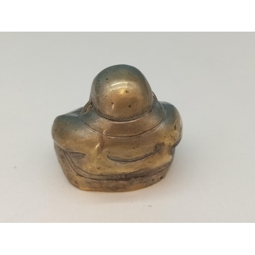 451 - Silver Plated 6cm (h) Elephant Paperweight, Small Brass Smiling Buddha Figure plus Victorian Salt Gl... 