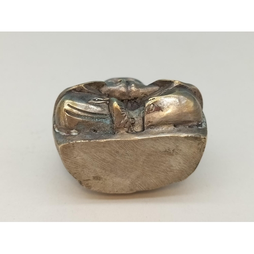 451 - Silver Plated 6cm (h) Elephant Paperweight, Small Brass Smiling Buddha Figure plus Victorian Salt Gl... 