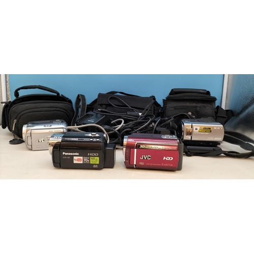 457 - Collection of Camcorders (4) to include Panasonic SDR-H81 and JVC GZ-M6330REK (Both Power Up). Other... 