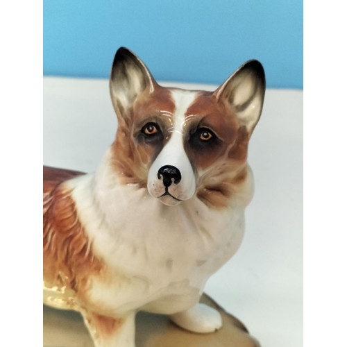 459 - Coopercraft Figure of a Corgi Dog on Base. 'Tim' Plaque Glued on to Base. 16cm High, 23cm x 13cm.