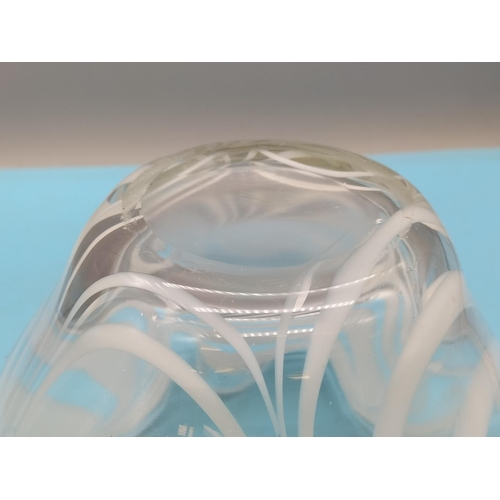 468 - White Swirl Glass Handkerchief Bowl. 16cm High, 26cm Diameter.