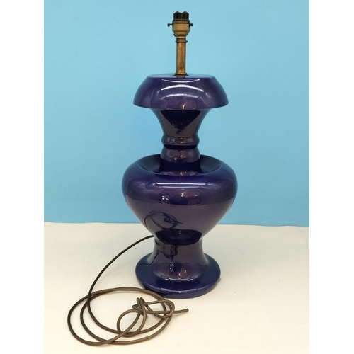 472 - Doulton Staffs Blue Ceramic Table Lamp Base. 48cm Tall.