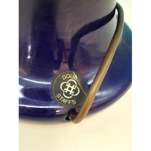 472 - Doulton Staffs Blue Ceramic Table Lamp Base. 48cm Tall.