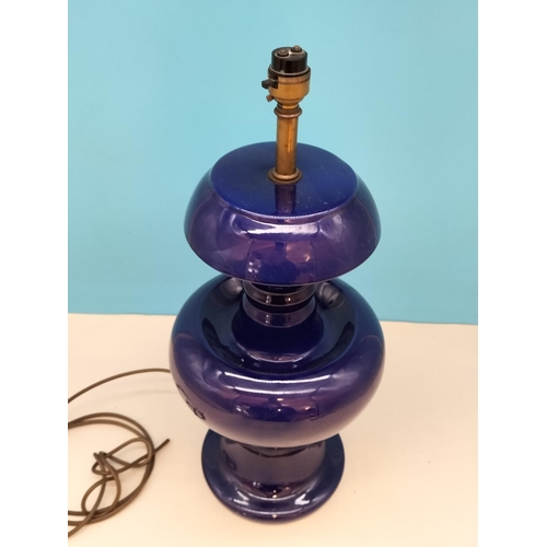 472 - Doulton Staffs Blue Ceramic Table Lamp Base. 48cm Tall.
