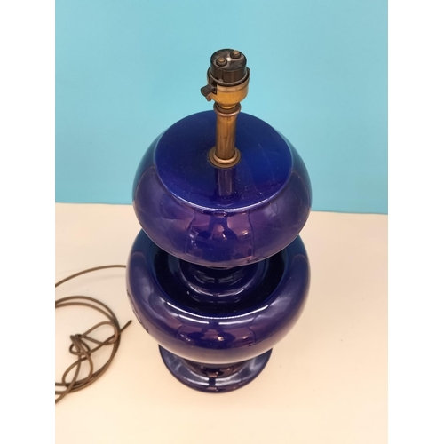 472 - Doulton Staffs Blue Ceramic Table Lamp Base. 48cm Tall.