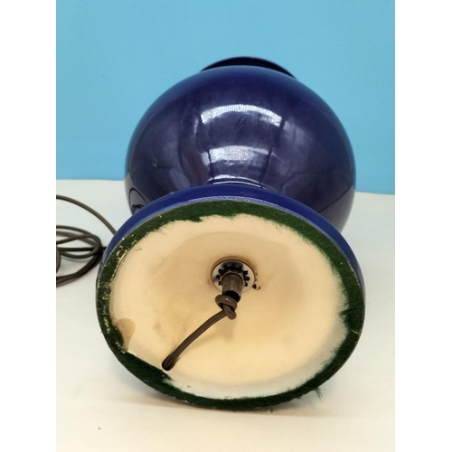 472 - Doulton Staffs Blue Ceramic Table Lamp Base. 48cm Tall.