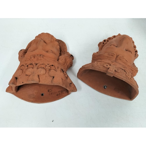 207 - Reproduction Medieval/Gothic Style 'King and Queen' Terracotta Wall Planters/Plaques. 31cm x 24cm x ... 