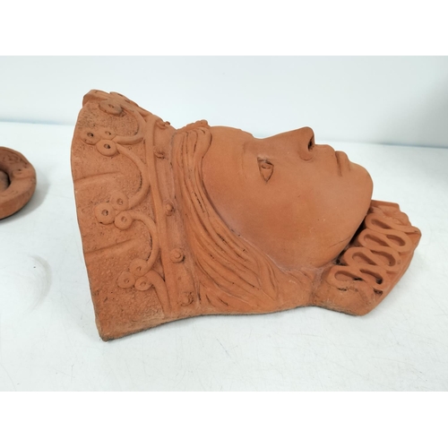 207 - Reproduction Medieval/Gothic Style 'King and Queen' Terracotta Wall Planters/Plaques. 31cm x 24cm x ... 