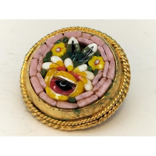 440 - Micro Mosaic Brooch, Cameo Brooch and Pair of 925 Silver and Amber 'Bee' Earrings.