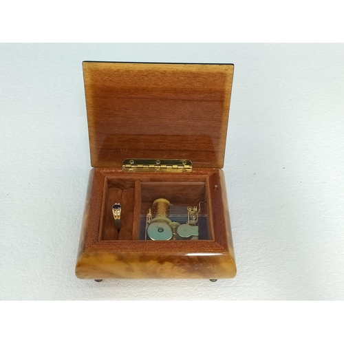 478 - Wooden Jewellery Box with Contents plus Wooden Musical Box W/O. Largest 6.5cm High, 20cm x 12.5cm.