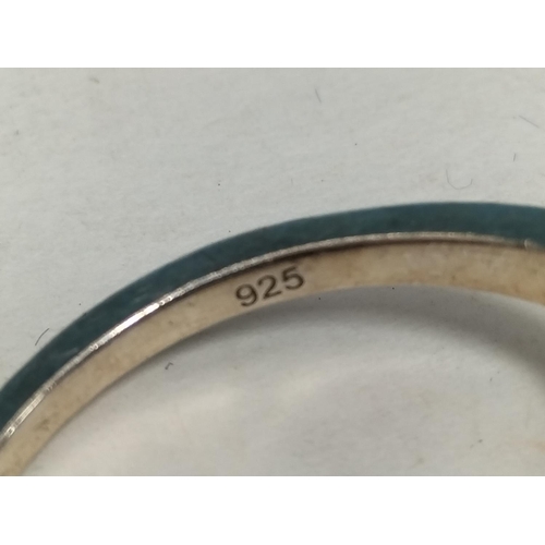 425 - Silver 925, Blue Stone and Cubic Zirconia Design Ring. Size R.