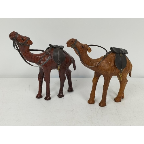 437 - Leather Camel Figures (2). 19cm High x 19cm.