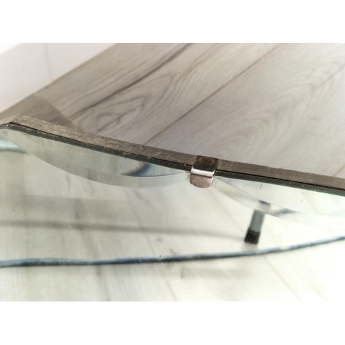 439 - Shaped Bevel Edged Mirrors (2) plus Framed Thomas Kinkade Cross Stitch Picture. Largest Mirror 69cm ... 