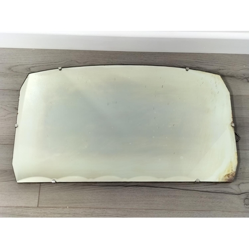 439 - Shaped Bevel Edged Mirrors (2) plus Framed Thomas Kinkade Cross Stitch Picture. Largest Mirror 69cm ... 