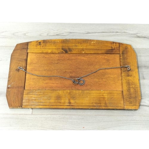 439 - Shaped Bevel Edged Mirrors (2) plus Framed Thomas Kinkade Cross Stitch Picture. Largest Mirror 69cm ... 