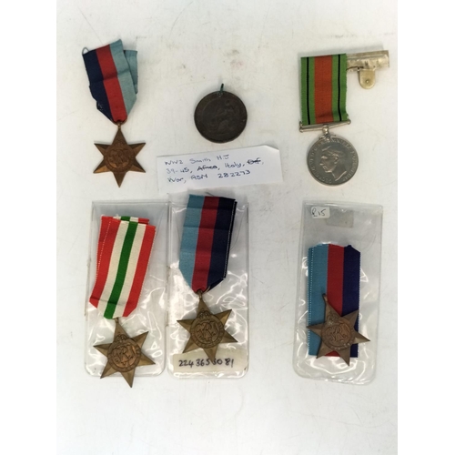 447 - Collection of War Medals (6) to include Treaty of Paris Crimean War Medal Dated May 1856, 1939-1945 ... 