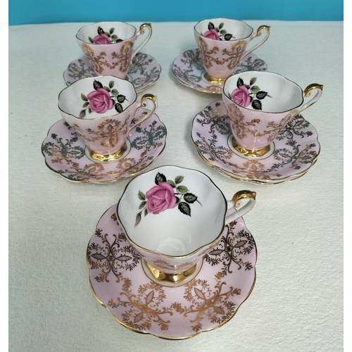 450 - Royal Standard China 'Rose Pink' Cups (5) and Saucers (6).