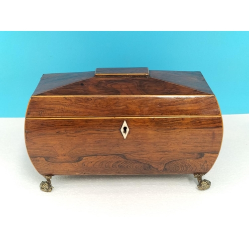 Regency Period Inlaid Rosewood Tea Caddy with Lion Mask Brass Handles ...