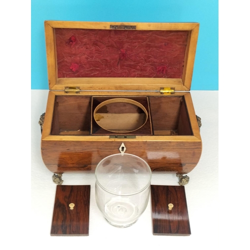 Regency Period Inlaid Rosewood Tea Caddy with Lion Mask Brass Handles ...