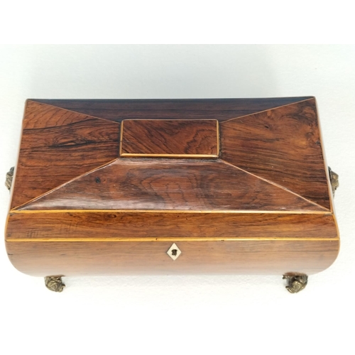Regency Period Inlaid Rosewood Tea Caddy with Lion Mask Brass Handles ...