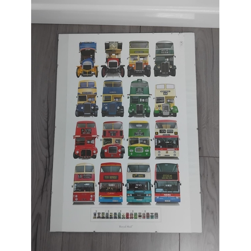 74 - Framed 2001 Royal Mail Poster/Print Commemorating The Release of the Classic British Double Decker B... 