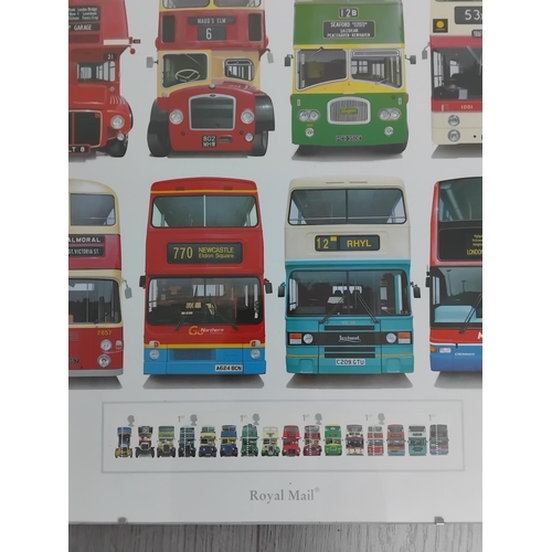 74 - Framed 2001 Royal Mail Poster/Print Commemorating The Release of the Classic British Double Decker B... 