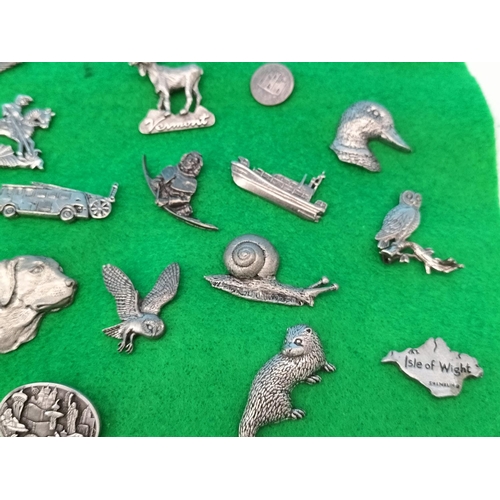 78 - Collection of Various Pewter Pin Badges, Some A.R.Brown.