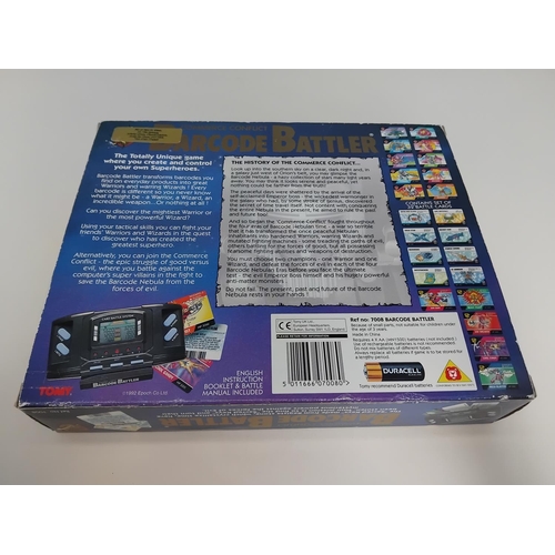 36 - Boxed Tomy/Epoch 1992 'Barcode Battler'. Powers Up. Requires Batteries.