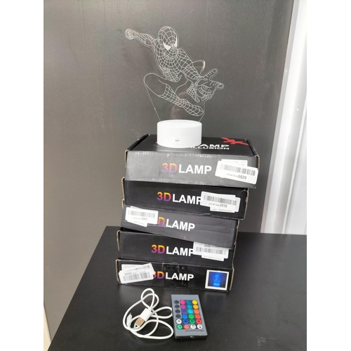 97 - 5 x Boxed 'Spider-Man' 3D USB Lights with Remotes. Two Designs. All W/O through USB, Remotes not Tes... 