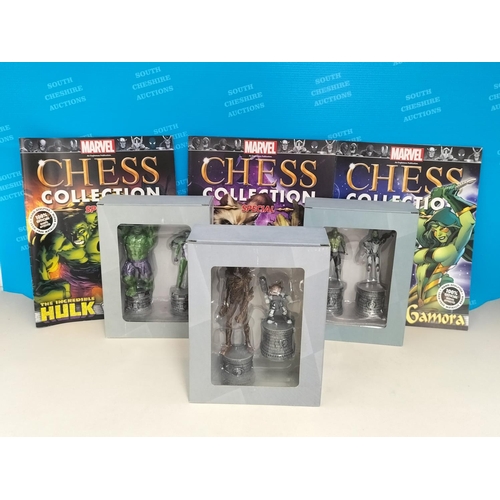 99 - Eaglemoss Marvel Chess Collection Special Pieces, 3 Sets of 2 to include 'Knights' - Rocket Raccoon ... 