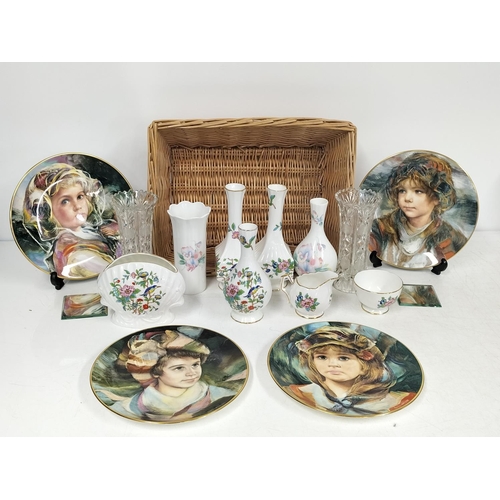 358 - Basket of Ceramics to include Royal Doulton 'Francisco Masseria' 21cm Collectors Plates (4) plus Col... 